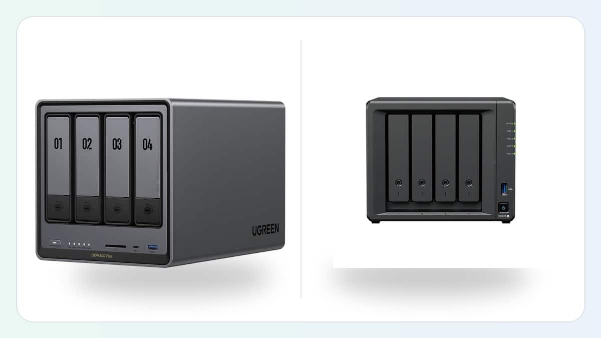 UGREEN DXP4800 Plus et Synology DS925+ côte à côte